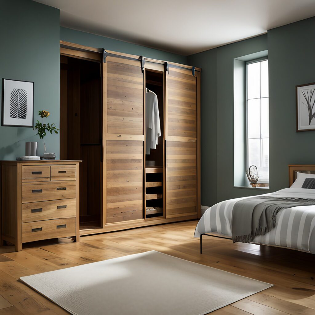 WRDB006 - Rustic sliding wardrobe design - inhouseinterior.com