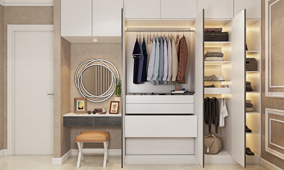 WRDB017 - White Modular Wardrobe Interior Design - inhouseinterior.com